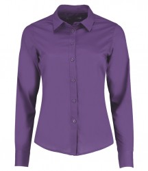Image 8 of Kustom Kit Ladies Long Sleeve Tailored Poplin Shirt