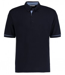 Image 5 of Kustom Kit Button Down Collar Contrast Piqué Polo Shirt