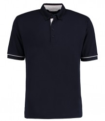 Image 3 of Kustom Kit Button Down Collar Contrast Piqué Polo Shirt