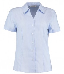 Image 2 of Kustom Kit Ladies Pinstripe Short Sleeve Tailored Shirt