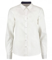 Image 3 of Kustom Kit Ladies Premium Long Sleeve Contrast Tailored Oxford Shirt