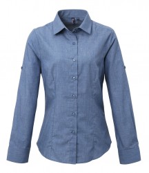 Image 2 of Premier Ladies Cross-Dye Roll Sleeve Shirt