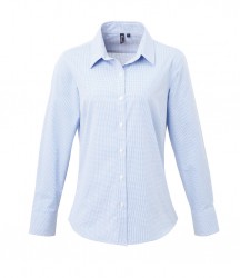 Image 3 of Premier Ladies Gingham Long Sleeve Shirt