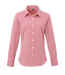Image 2 of Premier Ladies Gingham Long Sleeve Shirt