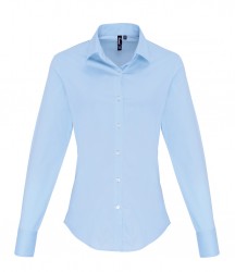 Image 3 of Premier Ladies Long Sleeve Stretch Fit Poplin Shirt