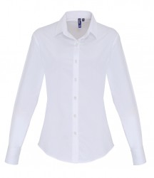 Image 2 of Premier Ladies Long Sleeve Stretch Fit Poplin Shirt