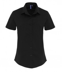 Image 2 of Premier Ladies Short Sleeve Stretch Fit Poplin Shirt
