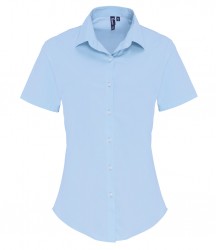 Image 3 of Premier Ladies Short Sleeve Stretch Fit Poplin Shirt