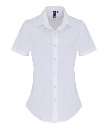 Image 4 of Premier Ladies Short Sleeve Stretch Fit Poplin Shirt