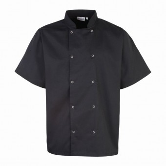 Image 3 of Premier Unisex Short Sleeve Stud Front Chef's Jacket