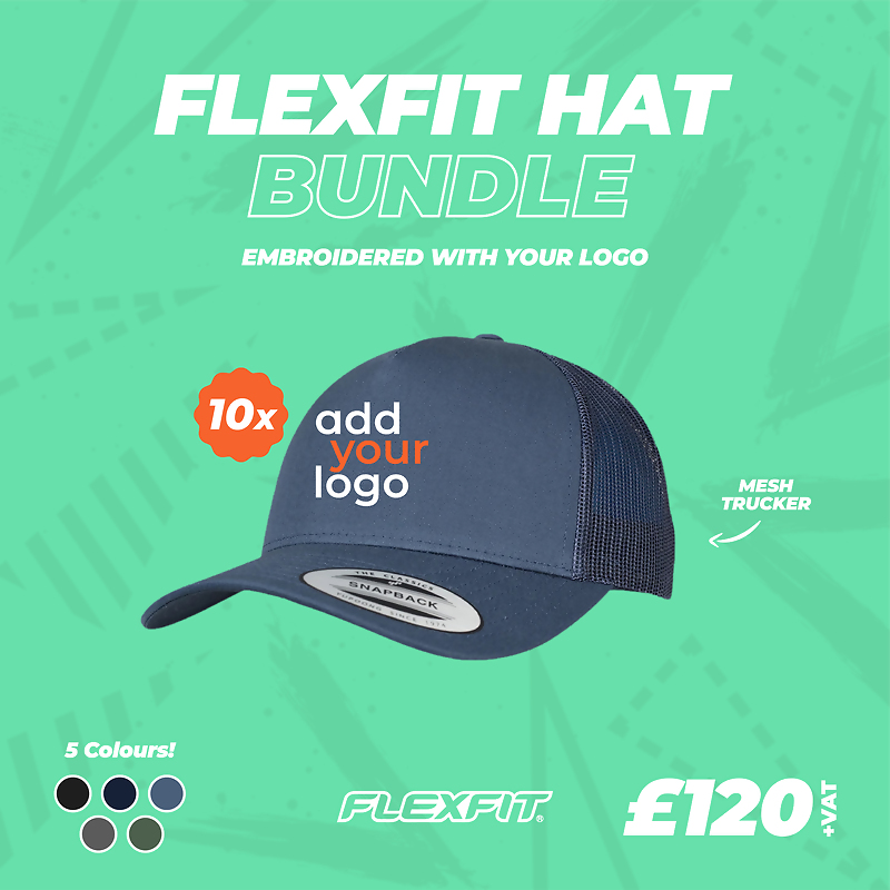 View our 10 x Flexfit 5 Panel Retro Trucker Caps, Price-&pound;120.00&nbsp;exc. VAT