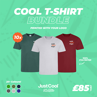 10 AWDis Cool Tec T-Shirts - Printed