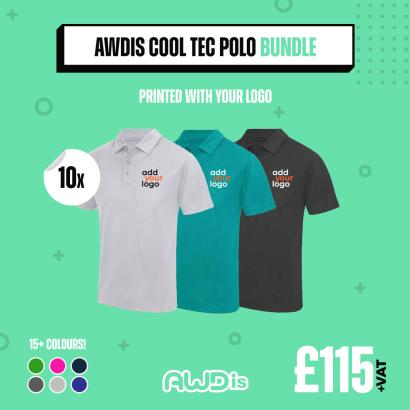 10 AWDis Cool Tec Polo Shirts