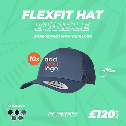 10 x Flexfit 5 Panel Retro Trucker Caps