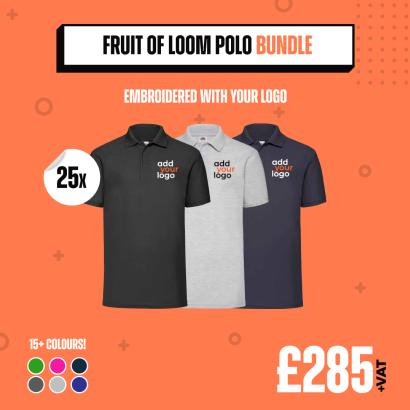 25 Fruit of the Loom Polo Shirts