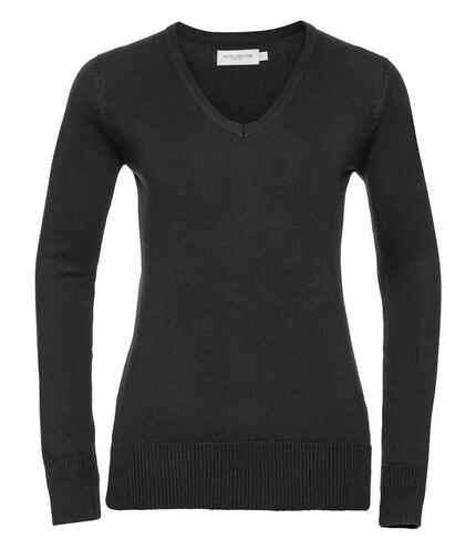 Russell Collection Ladies Cotton Acrylic V Neck Sweater