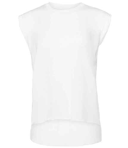 Bella Ladies Flowy Rolled Cuff Muscle T-Shirt