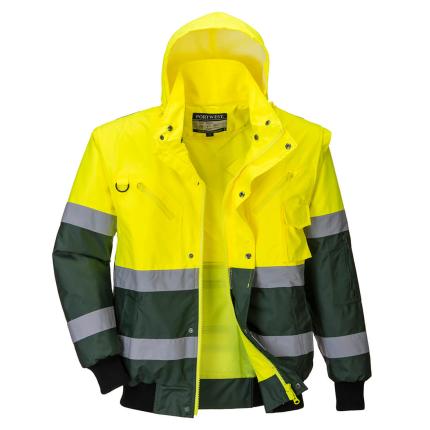 Hi-Vis 3-in-1 X Back Contrast Bomber Jacket 