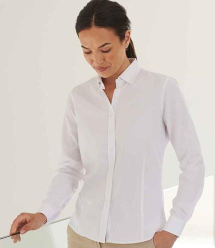 Henbury Ladies Long Sleeved Cotton Feel Coolplus® Shirt