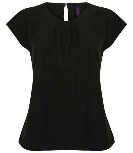 Henbury Ladies Pleat Front Short Sleeve Blouse