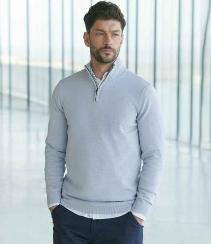 Henbury Zip Neck Sweater