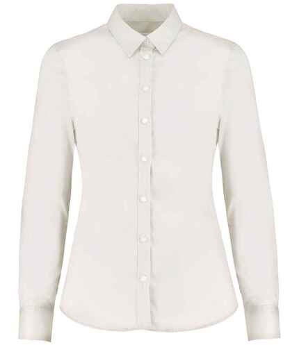 Kustom Kit Ladies Long Sleeve Tailored Stretch Oxford Shirt