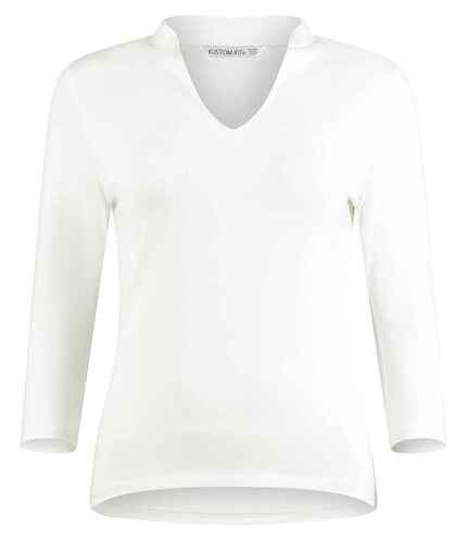 Kustom Kit Ladies 3/4 Sleeve Mandarin Collar Top