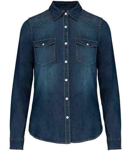 Kariban Ladies Long Sleeve Denim Shirt