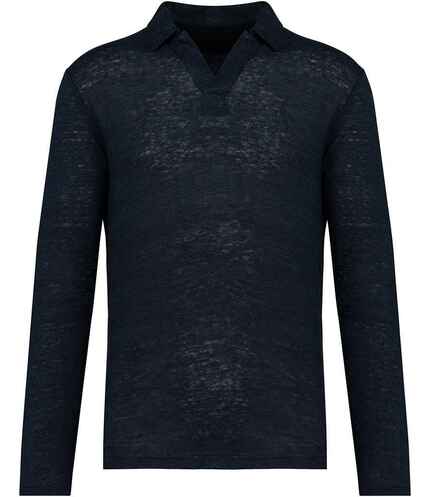 Native Spirit Long Sleeve Linen Polo Shirt