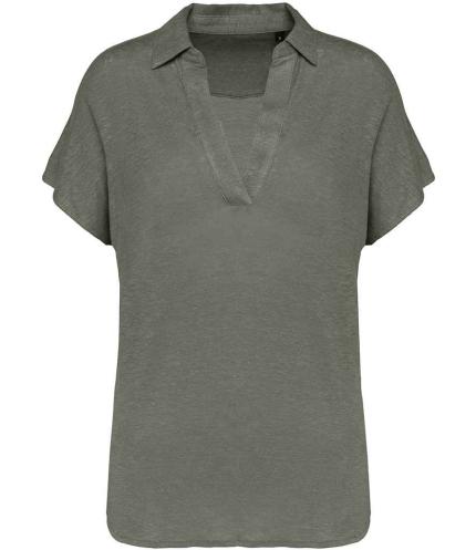 Spasso Ladies Linen Polo Shirt