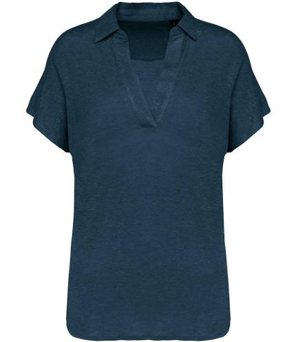 Spasso Ladies Linen Polo Shirt