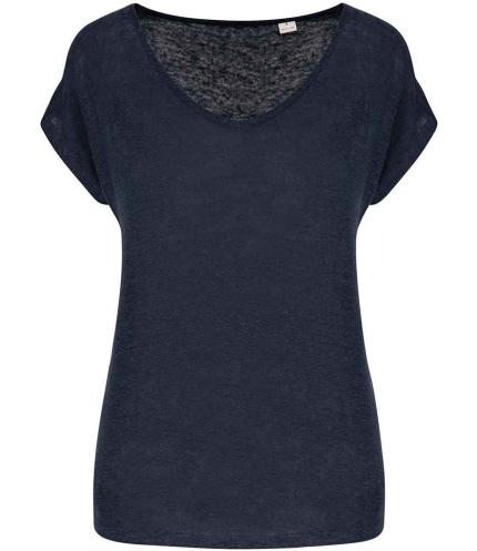 Spasso Ladies V Neck Linen T-Shirt