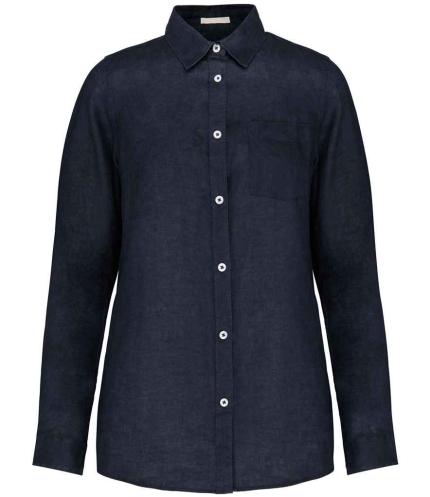 Spasso Ladies Long Sleeve Linen Shirt