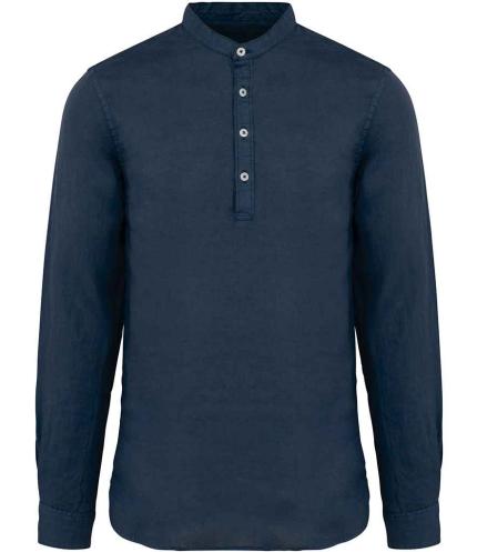 Spasso Washed Mao Collar Shirt