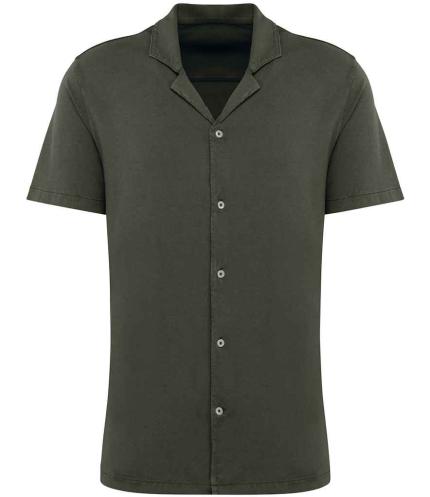Spasso Jersey Short Sleeve Bowling Collar Shirt